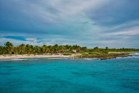 Beach in Mexico on the Caribbean seaの写真素材