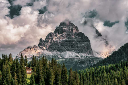 View of the west face of the Three Peaks, Italy.の写真素材