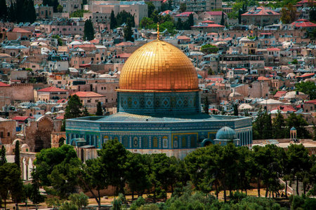 View of the Temple Mount with Dome of the Rock in Jerusalem