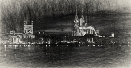panoramic view of Cologne Cathedral, digital processingの写真素材