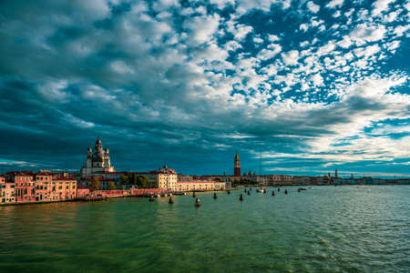 Panoramic view of Venice's old town, Italy.の写真素材