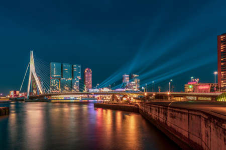 Panoramic view of the Erasmus Bridge and the Rotterdam skylineの写真素材