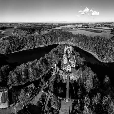 Panoramic view on Czocha Castle, Poland. Drone photography.の写真素材