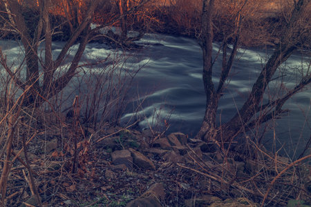 River in the woods in autumn,