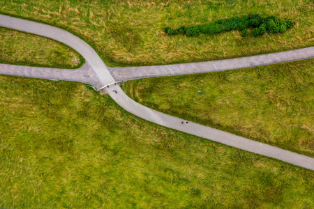 hiking trails photographed with a drone. Drone photography.