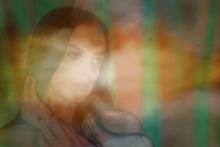 Surreal blurry portrait Portrait of a young beautiful womanの写真素材
