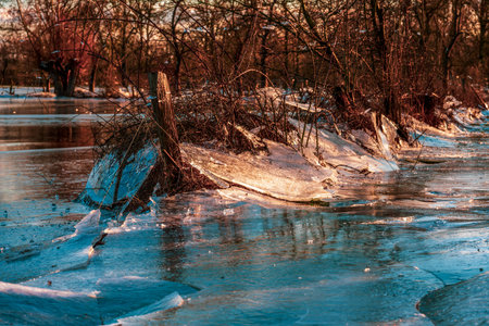 Frozen fields after flooding in DÃ¼sseldorf, Germany.