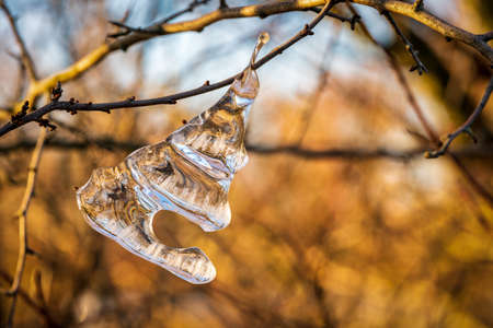 icicles colored by sunlightの写真素材