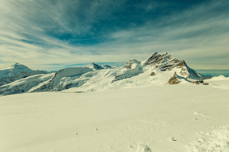snowy mountains in Switzerland, winter landscape