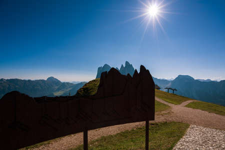 Sunbeam over Seceda, South Tyrol.のeditorial素材