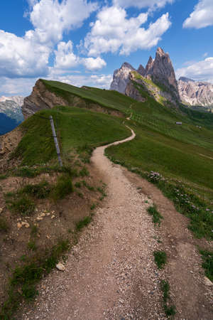 Views from Seceda over the Odle mountains.の写真素材