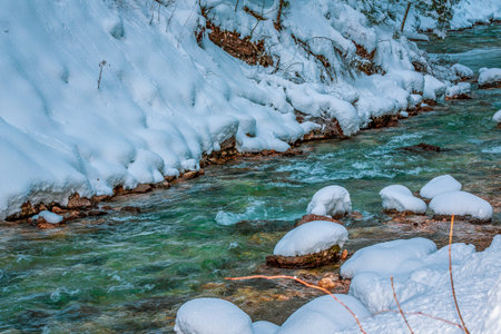 Partnach gorge in winter, Bavaria Germany.の写真素材