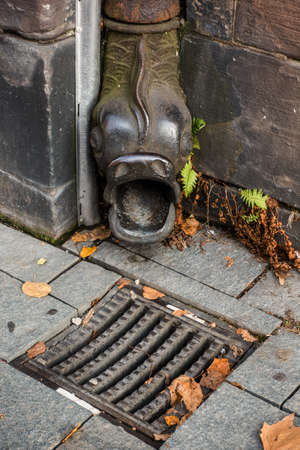 Rainwater pipe at an old house, Strasbourg.の写真素材