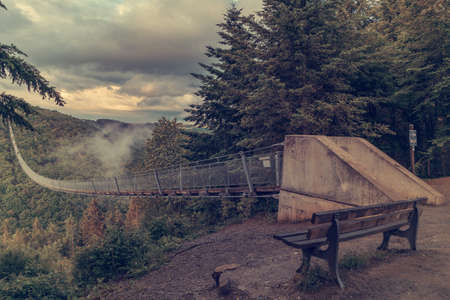 View of a suspension bridge in Germany, Geierlay.の写真素材