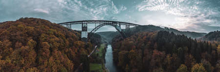 MÃ¼ngsten Bridge the highest railway bridge in Germany Drone photography.の写真素材