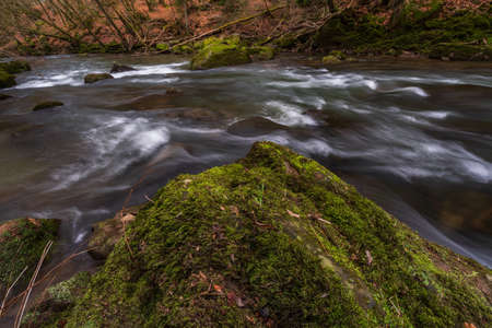 Waterfall in the forest in autumn, Irrel waterfallsの写真素材