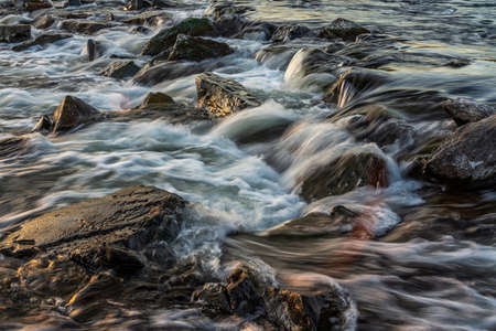 Long exposure of a river at sunset, Germany.の写真素材