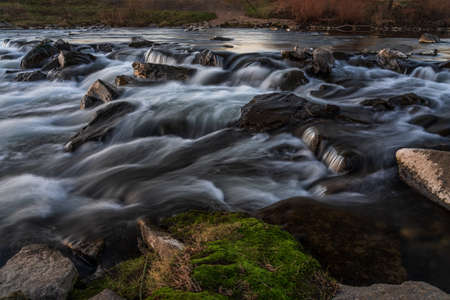 Long exposure of a river at sunset, Germany.の写真素材