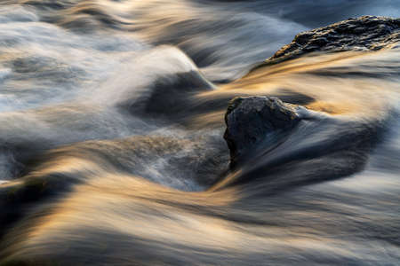 Long exposure of a river at sunset, Germany.の写真素材