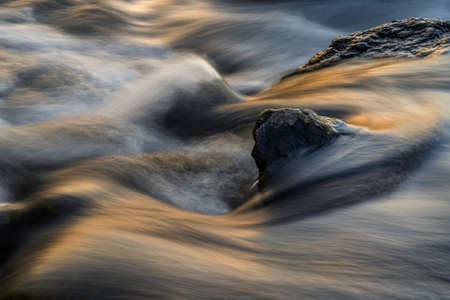 Long exposure of a river at sunset, Germany.の写真素材