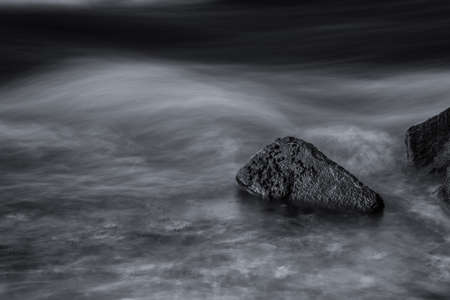 long exposure of a river, black and white,の写真素材