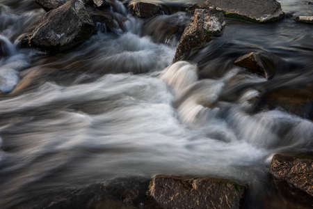 Long exposure of a river at sunset, Germany.の写真素材