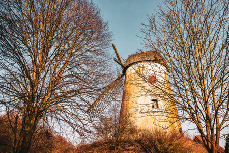 Old windmill in Immerath, an abandoned town in North Rhine-Westphalia, Germany.の写真素材