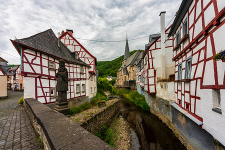 Half-timbered village of Monreal, the most beautiful village in the Eifel, Germany.のeditorial素材