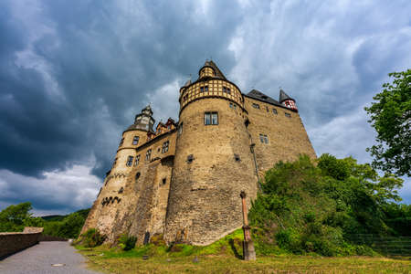 Storm clouds over BÃ¼rresheim Castle, Germany.のeditorial素材
