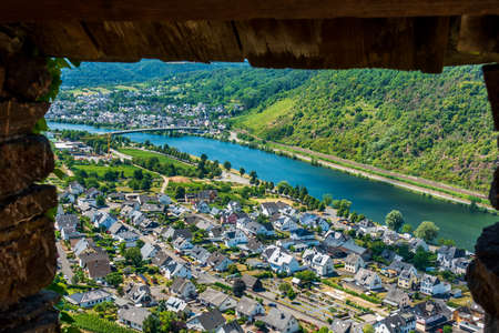 Panoramic view of the Moselle vineyards, Germany. Alken on the Moselle.のeditorial素材
