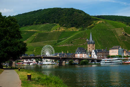 Panoramic view of the Moselle vineyards, Germany.のeditorial素材