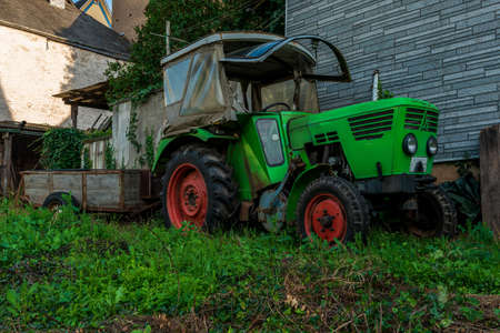 old tractor at the farmの写真素材