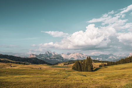 Panoramic view of the Dolomites, Italy.の写真素材