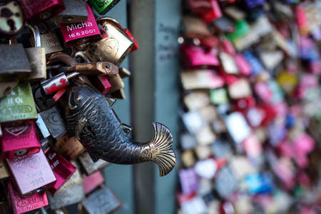 Hohenzollern Bridge, Love locks, Cologne.のeditorial素材