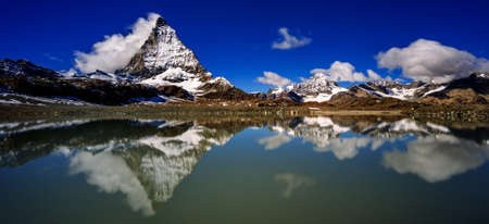 Matterhorn, reflection in the lakeの写真素材