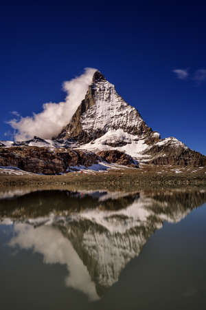 Matterhorn, reflection in the lakeの写真素材
