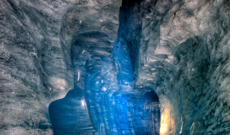 Interior view of the Rhone glacier in Switzerlandの写真素材