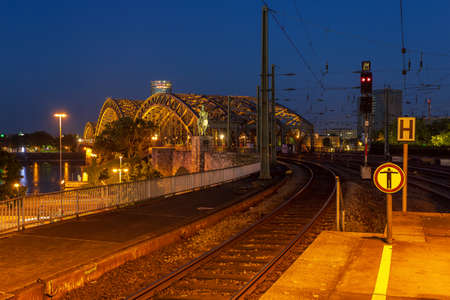 train station at nightの写真素材