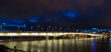 Flood in cologne at night.