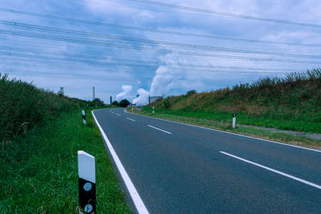 road and blue skyの写真素材