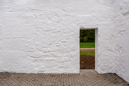 Gate on the white wallの写真素材