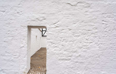 Gate on the white wallの写真素材