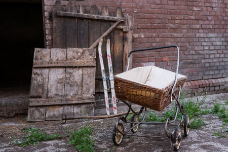 Old antique baby carriage.の写真素材
