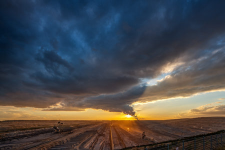 Hambach coal mines mine at sunset