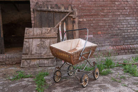 Old antique baby carriage.の写真素材