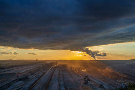 Hambach surface mine at sunsetの写真素材