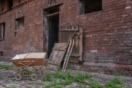 Old antique baby carriage.の写真素材