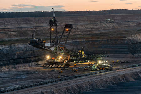 Hambach coal mines at nightの写真素材