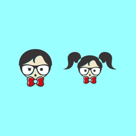 illustration of boy and girlのイラスト素材