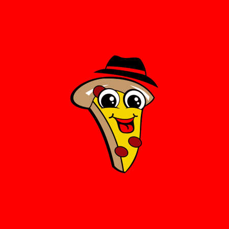 illustration of a happy pizzaのイラスト素材